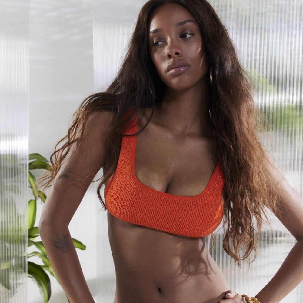 NWT UO Out From Under ‘80s Baby Seamless Orange Bikini Top